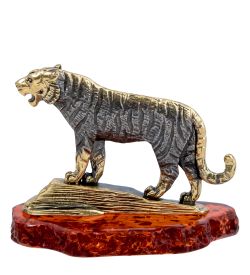 Народные промыслы AM-4365 Фигурка «Тигр» (латунь, янтарь)