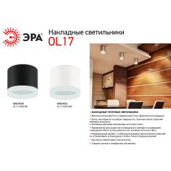 Светильник накладной ЭРА OL17 GX53 BK под лампу GX53 черный | Накладные светильники