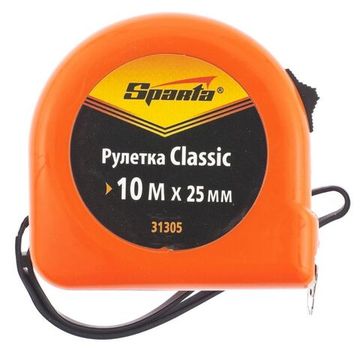 Рулетка SPARTA Classic,10 м х 25 мм, пластиковый корпус 31305
