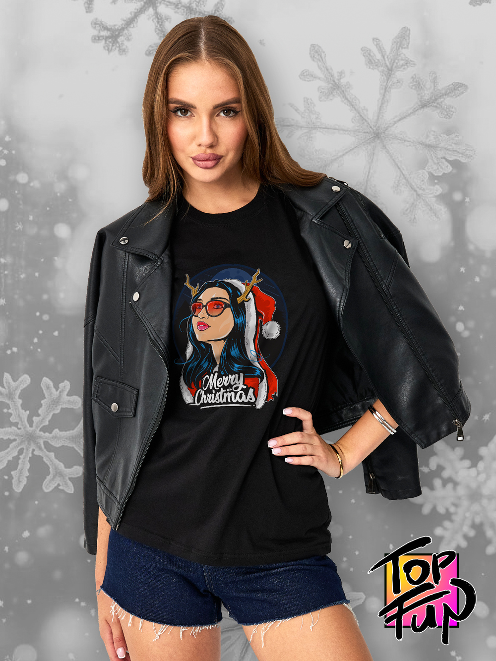 Футболка Merry Christmas снегурочка