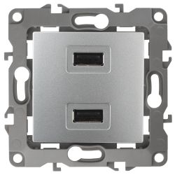 12-4110-03 ЭРА Устройство зарядное USB, 230В/5В-2100мА, IP20, Эра12, алюминий | Эра 12