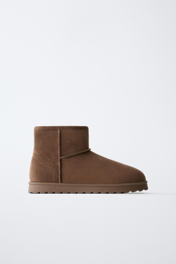 ZARA УТЕПЛЕННЫЕ УГГИ, КОРИЧНЕВЫЙ
