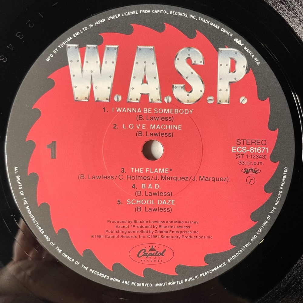 Винтажная виниловая пластинка LP W.A.S.P. (Japan 1984) (Obi) I Wanna Be Somebody