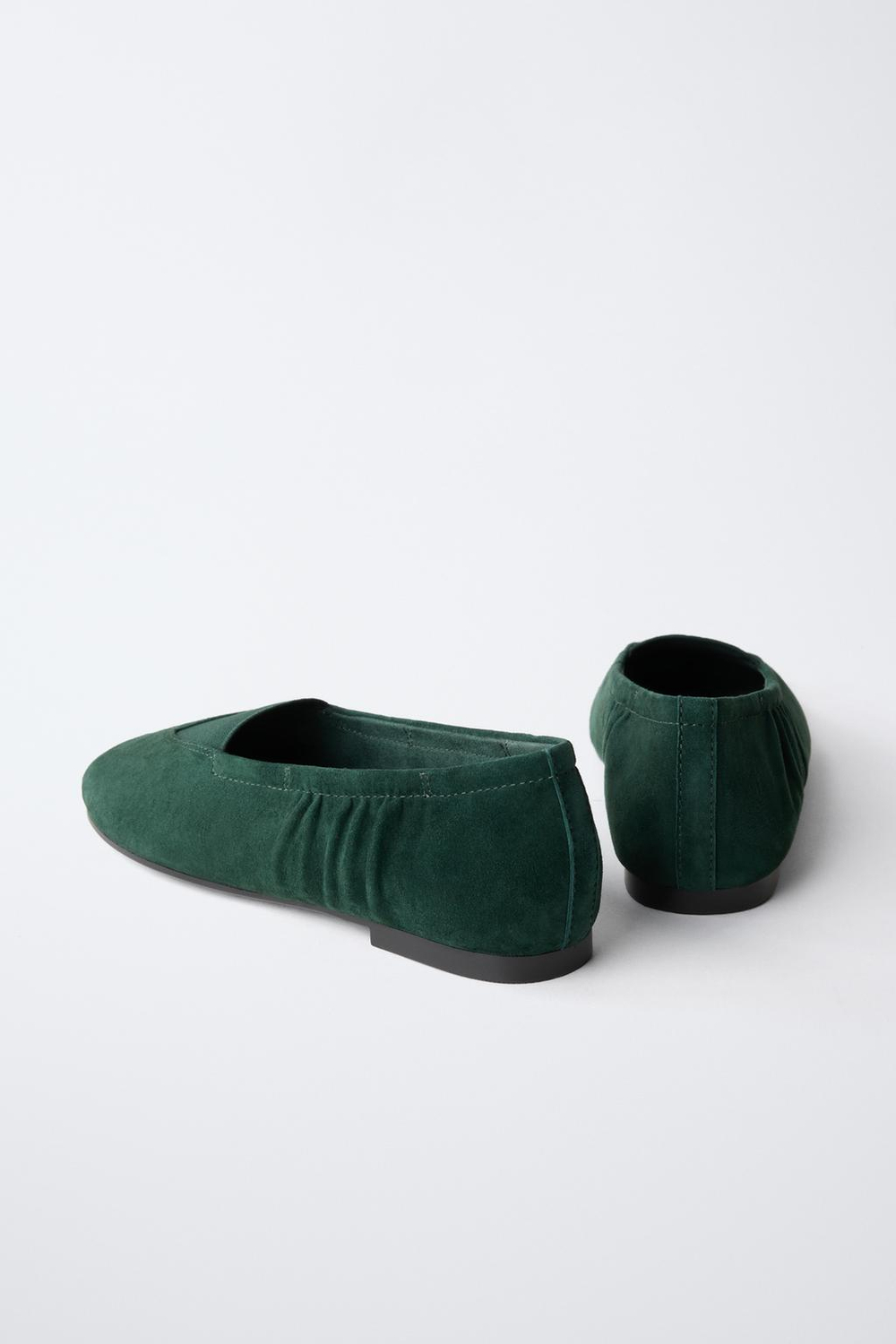 ZARA - FRUIT OF THE LOOM™ КОЖАНЫЕ БАЛЕТКИ, ЗЕЛЕНЫЙ