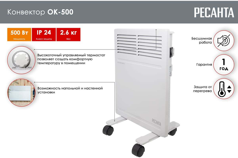 Конвектор напольный Ресанта ОК-500 67/4/9
