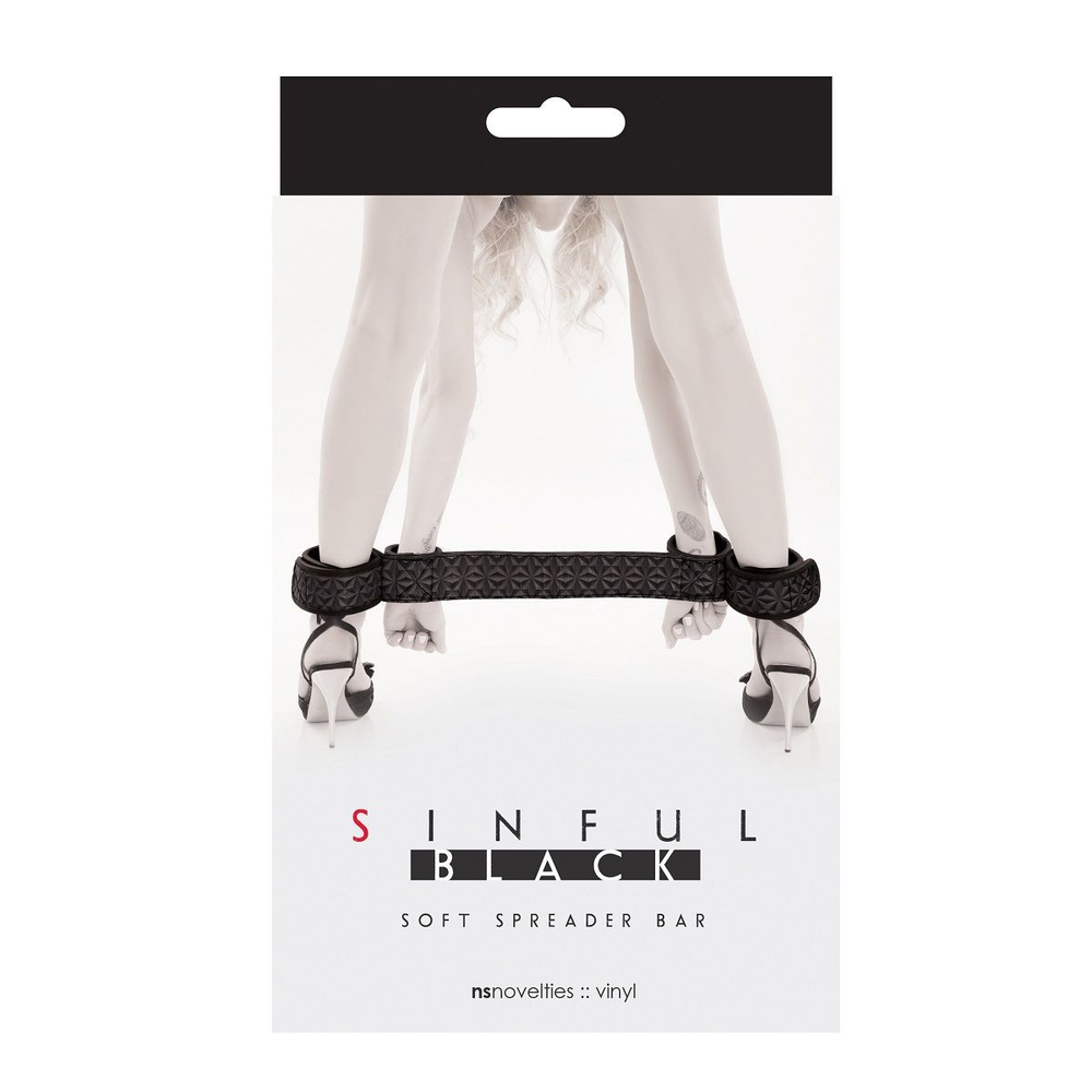 Чёрная виниловая распорка для ног Soft Spreader Bar с манжетами для рук (Цвет: черный)