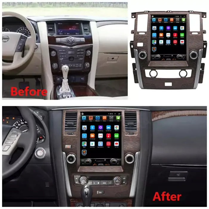 Магнитола для Nissan Patrol Y62, Infiniti QX56/QX80 2010-2019 (поддержка Bose, 360 и мониторов) - Kuberg ZF-1222-Q6 в стиле "Тесла" монитор 12.1" на Android 11, Быстрая, CarPlay, 4G SIM-слот