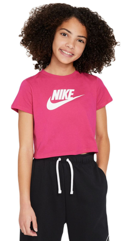 Футболка для девочки теннисная Nike Sportswear Crop Futura Tee - fireberry/white