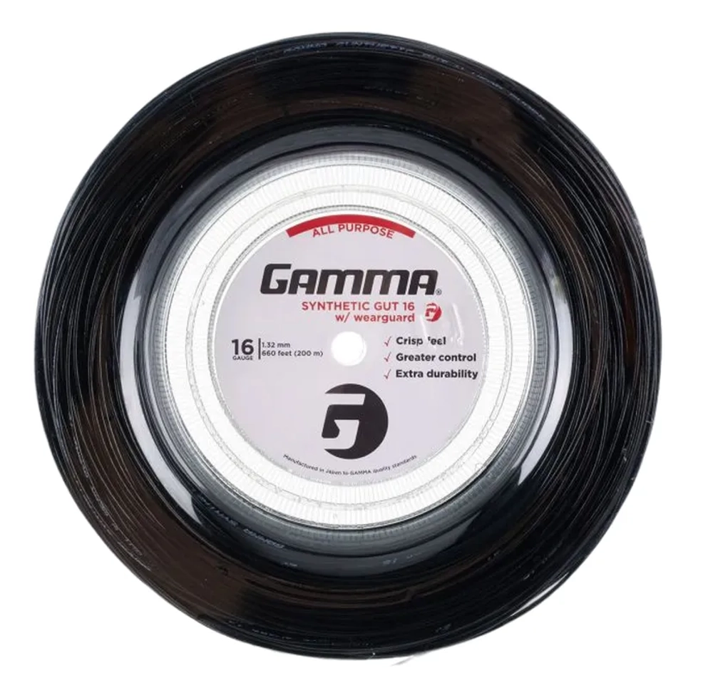 Струны теннисные Gamma Synthetic Gut w/ WearGuard (200 m) - black