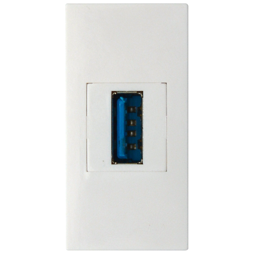 Розетка информационная USB для передачи данных,  1мод.,  бел. (22.5х45мм),  USB3.0,  серия (тип) D