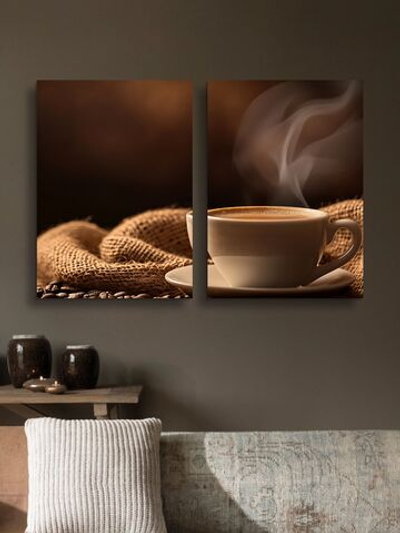 Картина Кофейный уют модульная 50x70см 2шт., на деревянном подрамнике