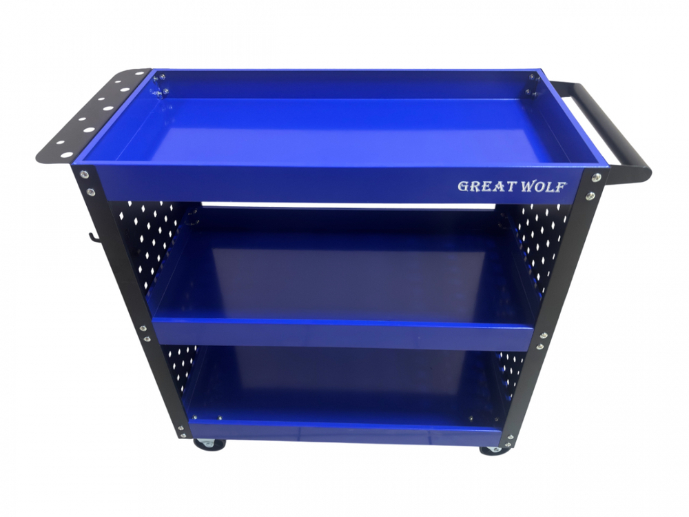 Инструментальная тележка GW-3ST3 BLUE (3 полки, с перфорацией, синяя, Great Wolf)