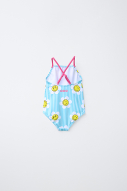 ZARA КУПАЛЬНИК В ПОЛОСКУ SMILEYWORLD ®, БИРЮЗОВЫЙ