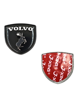 Наклейки Volvo Щит металлические чёрные объемные (шильдик Вольво щит, 3,8х3,8 см). 2 шт в комплекте. Чёрные с лого