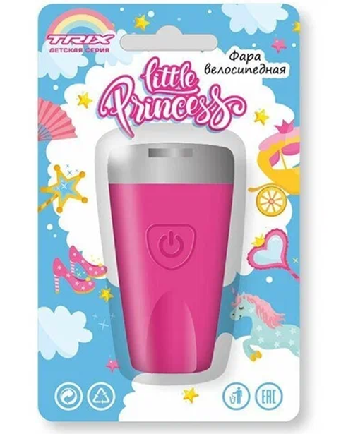 Фара TRIX Little Princess детская, передняя, 1 супер яркий белый диод, линза,3 режима, силикон, розовая