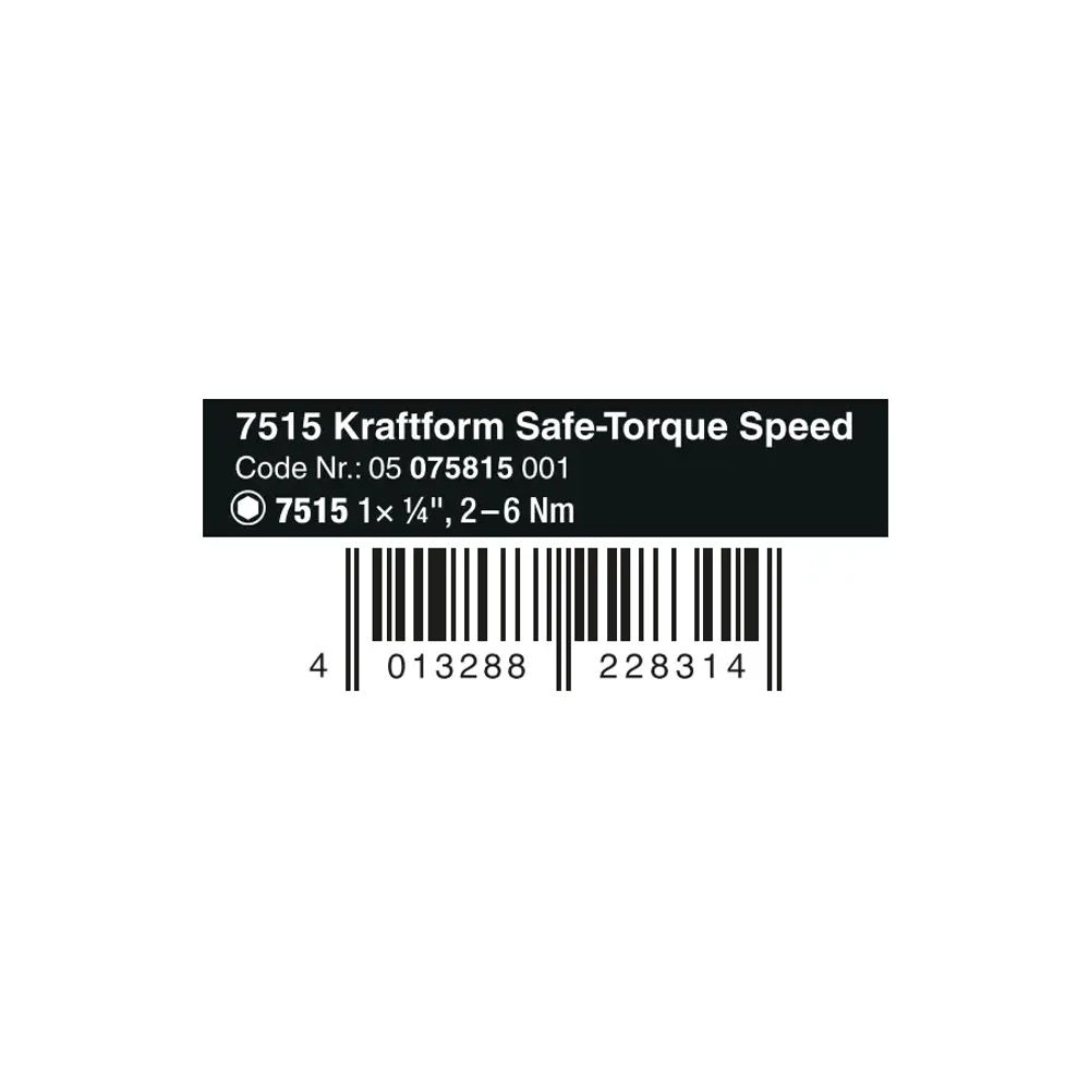 Динамометрическая отвёртка Kraftform Safe-Torque Speed WERA 05075815001