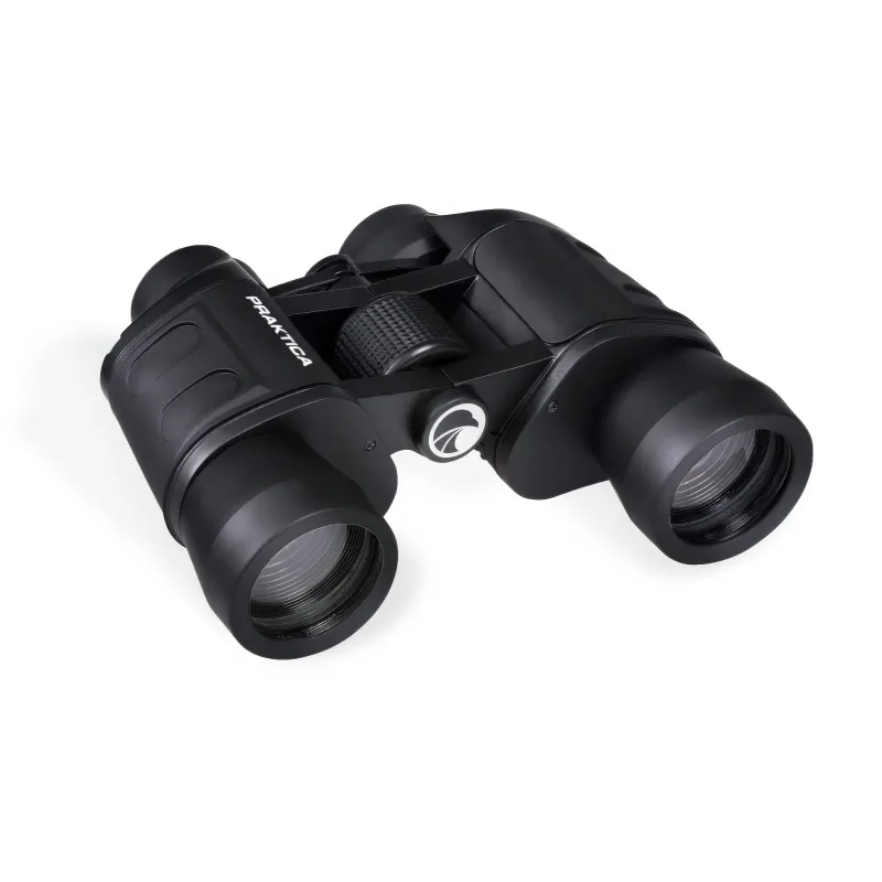Бинокль Praktica Falcon 8x40 Black - перспектива с акцентом на армейский стиль и логотип