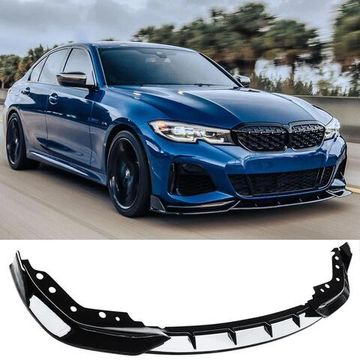 Сплиттер переднего бампера BMW G20 M 2019-2022 (тип 2) черный глянец