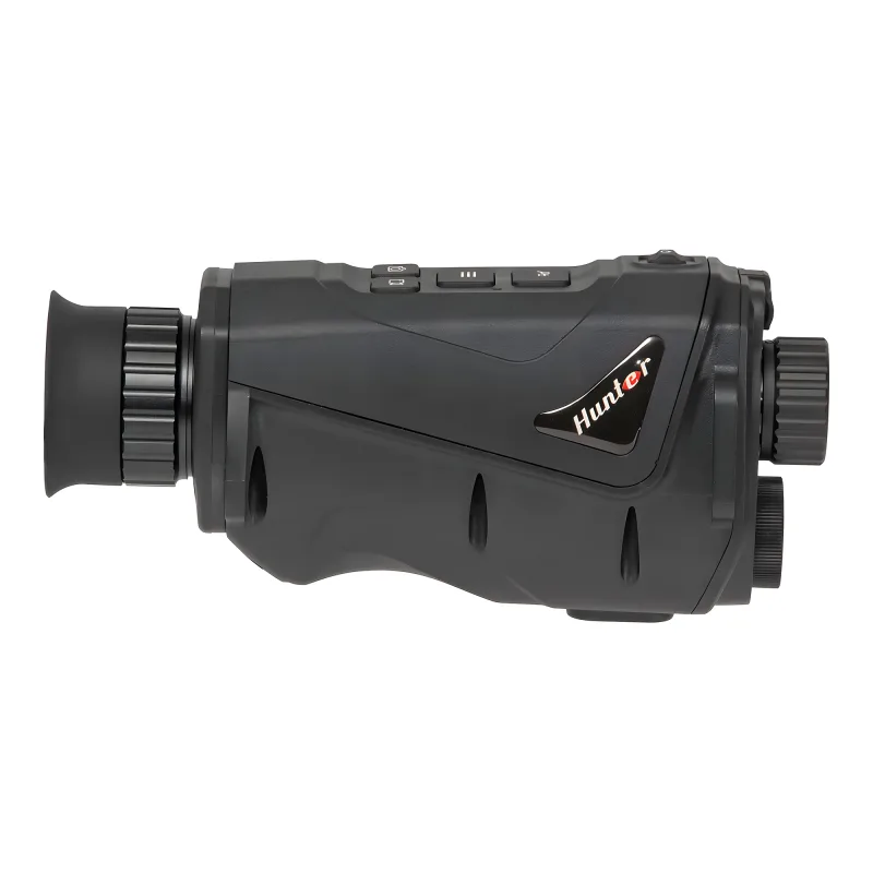Тепловизионный монокуляр Hunter HR215 256х192, AI 384x288, D15, WiFi - вид с другого бока, логотип Hunter