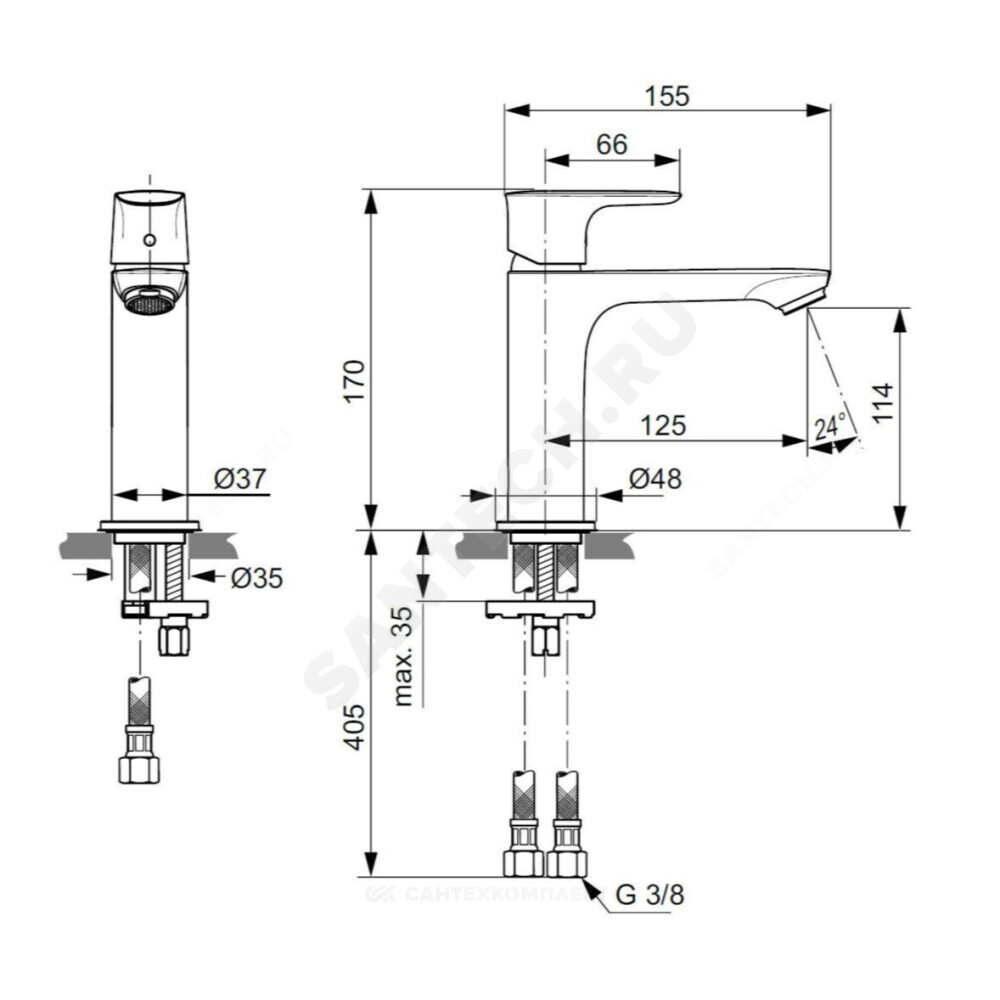 Смеситель для умывальника одноручный CONNECT AIR Ideal Standard A7015AA