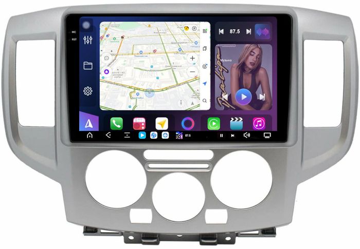 Магнитола для Nissan NV200 2009+ (рамка серебро) - FarCar S500-TS20 монитор 9.5" 2K QLED на Android 14, Быстрейшая, CarPlay, 4G SIM-слот