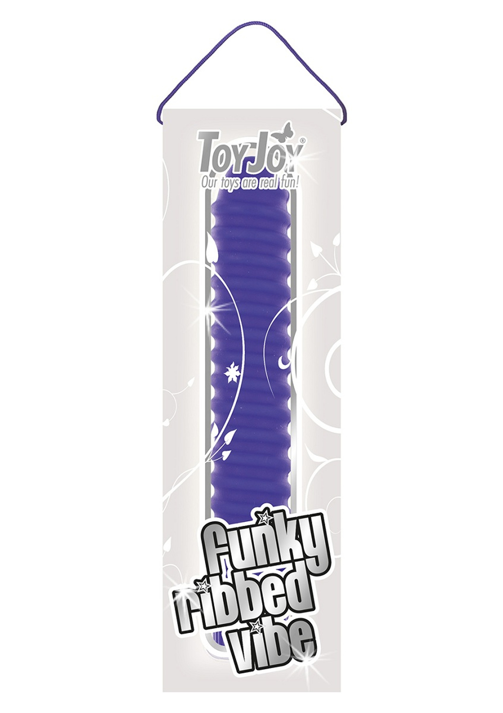Фиолетовый вибромассажер FUNKY RIBBED VIBE - 15 см.