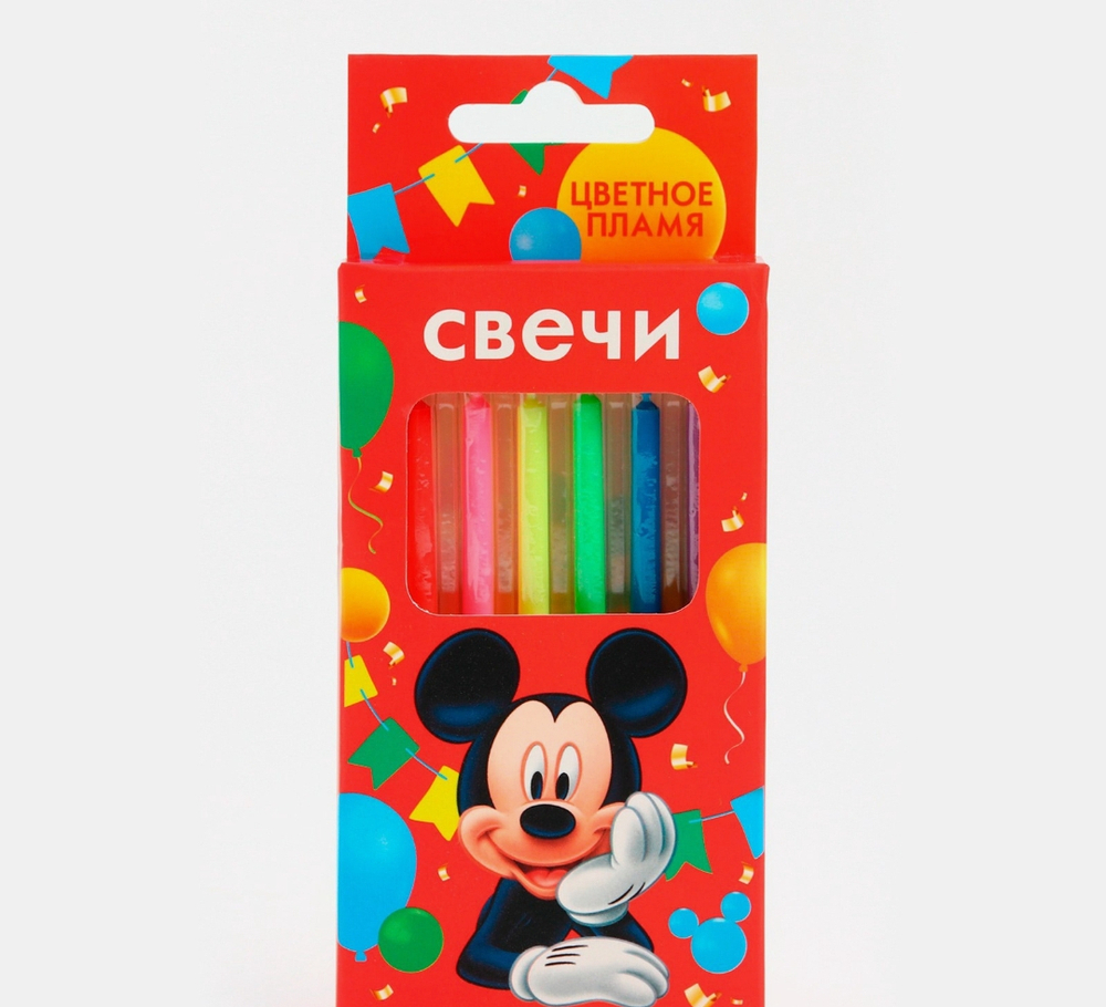 Свечи для торта 6 штук, с цветным пламенем, Микки Маус