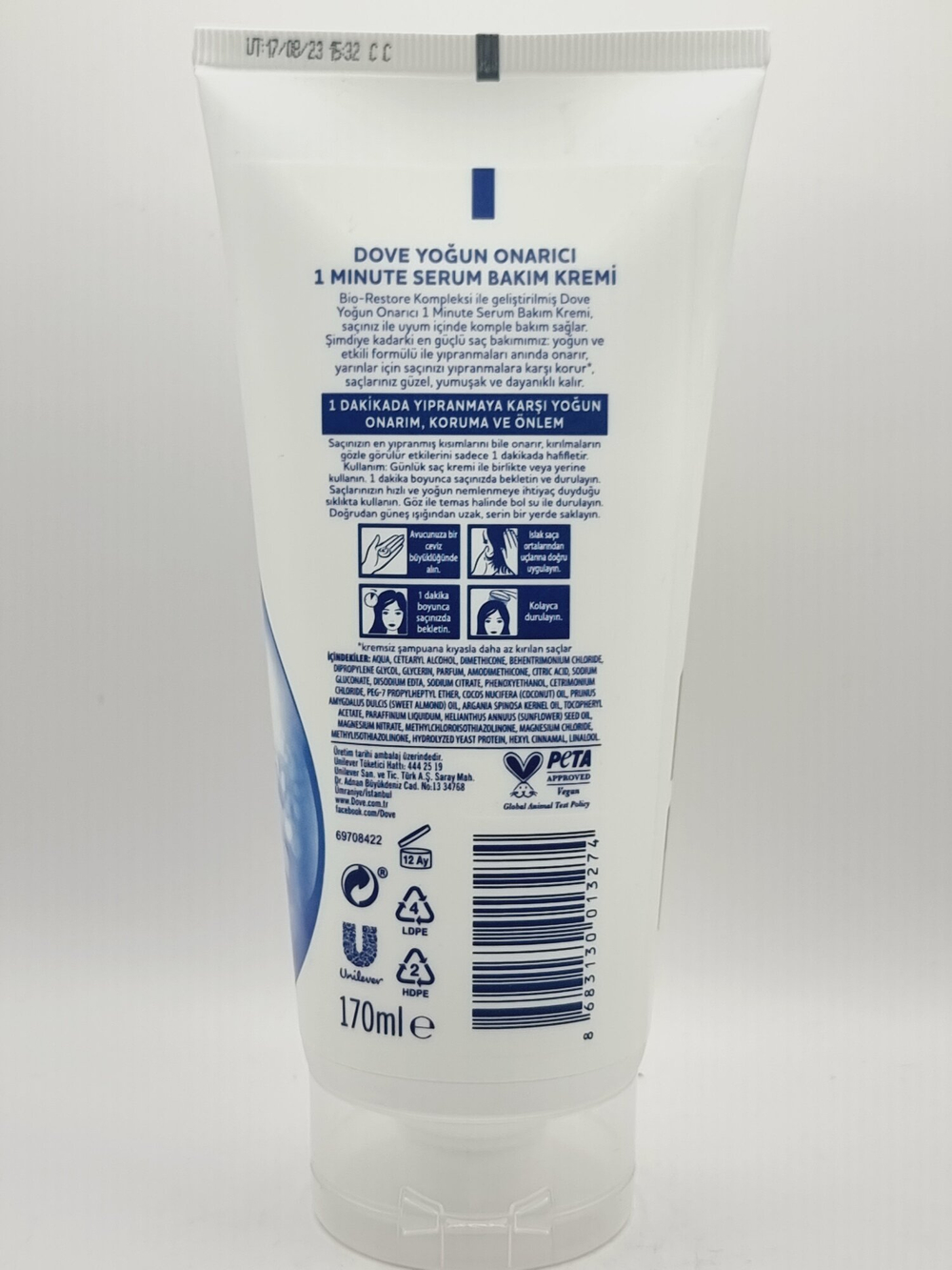 Dove  ultra care 1 минутный интенсивный восстанавливающий крем-сыворотка для поврежденных волос 170 мл (Турция)