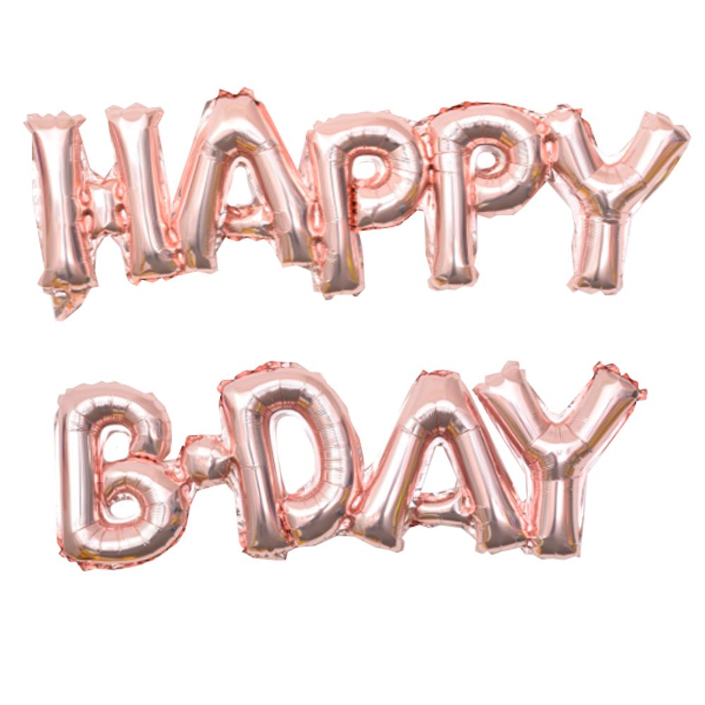 Гирлянда буквы HAPPY BIRTHDAY розовое золото 90 см (воздух)  Изображение2