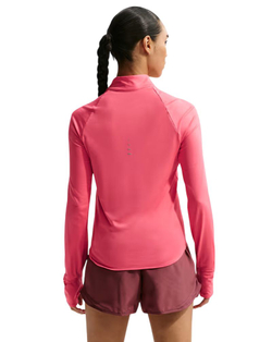 Женская теннисная футболка   Nike Dri-Fit Swift UV 1/4-Zip Running - sea coral/reflective silver