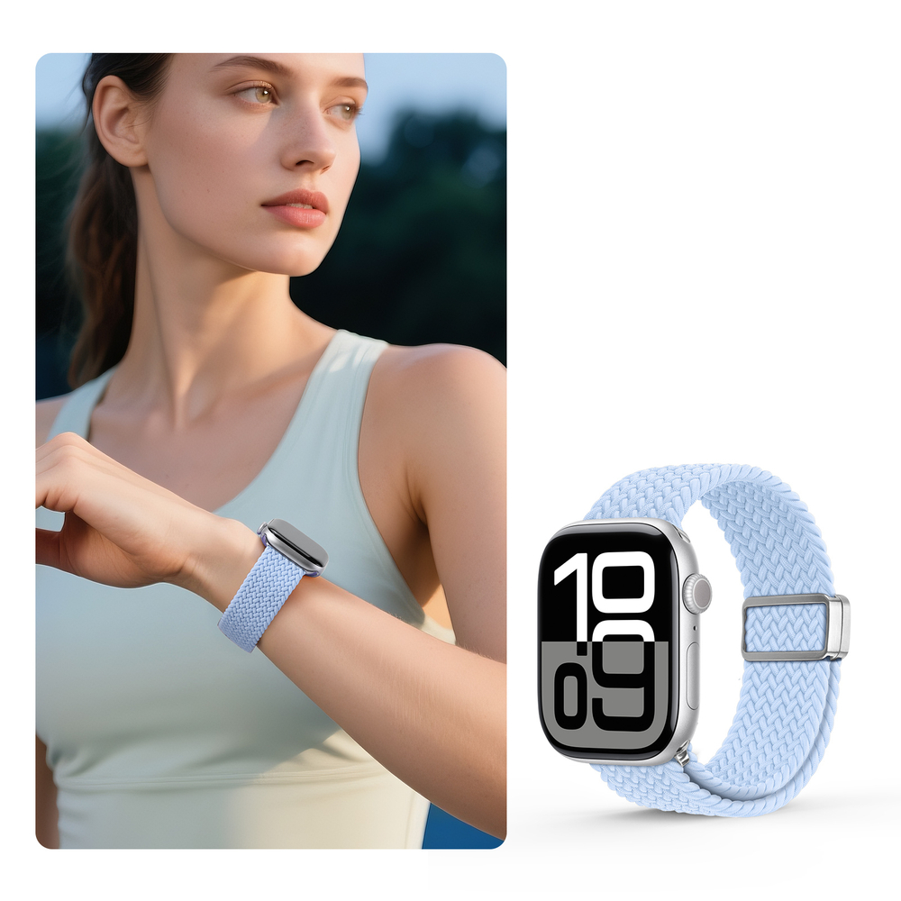 Эластичный ремешок светло-синего цвета (Light Blue) для смарт часов Apple Watch размером 38, 40, 41 и 42MM, серия Mixture Ultra Series от Dux Ducis