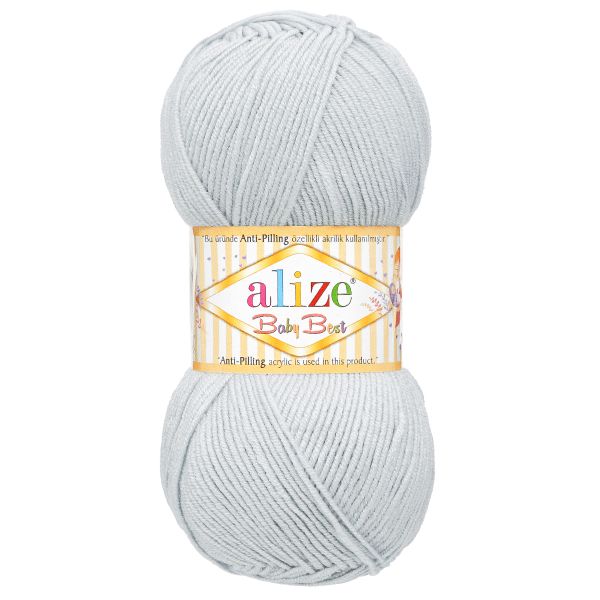 Пряжа Alize (Ализе) Baby Best / уп.5 мот. по 100 г, 240м, 224 светло-серый A