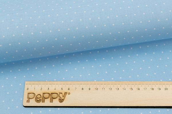 Ткань для пэчворка Peppy Бабушкин сундучок, рулон 112 см / 5 метров, БС-52 горох голубой, Peppy