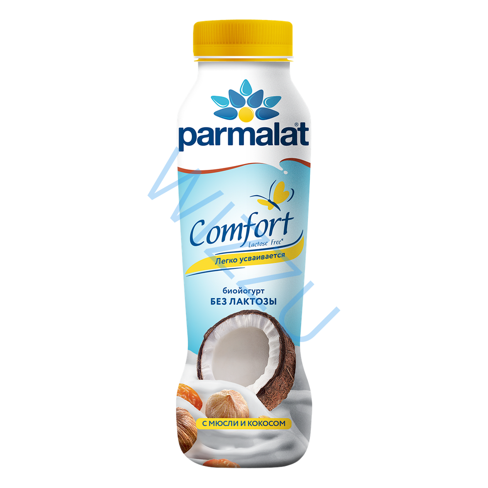 Йогурт питьевой Parmalat Comfort мюсли-кокос б/лакт. 1,5% 6х290г PET