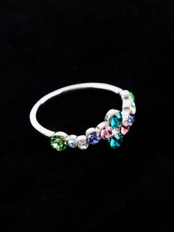 Кольцо Млечный путь с разноцветными кристаллами Swarovski