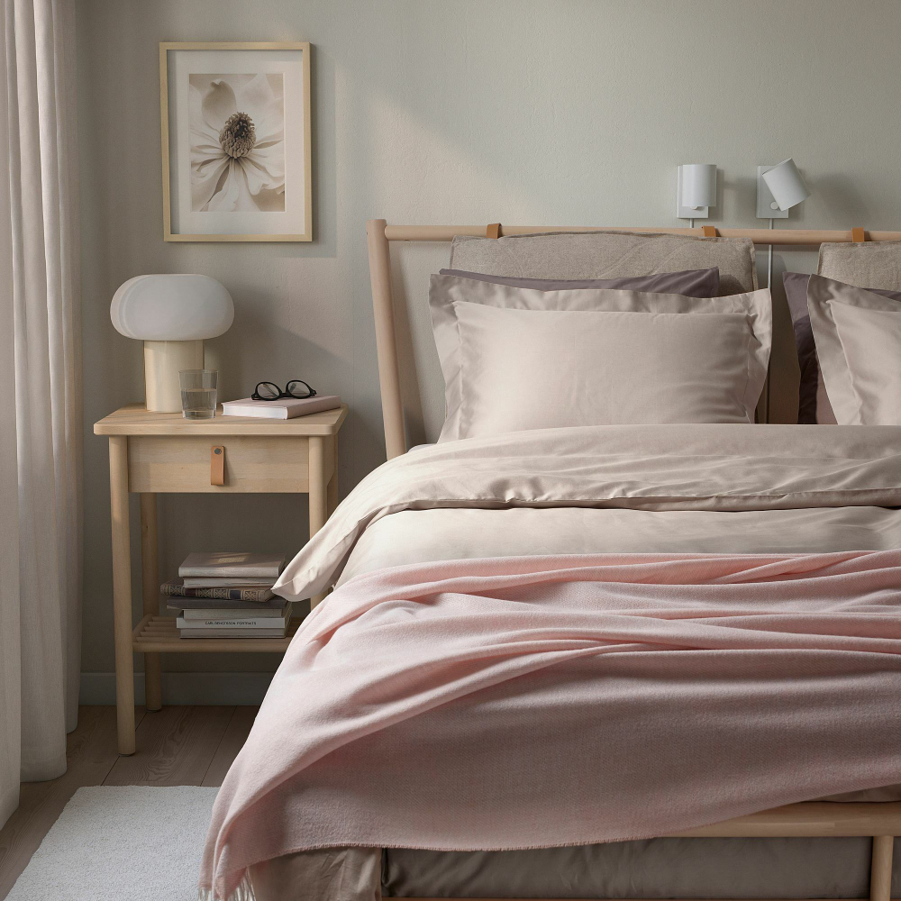 Комплект постельного белья IKEA LUKTJASMIN (ЛЮКТЭСМИН), Двуспальный, Бежевый, 240x220, 50x80 см