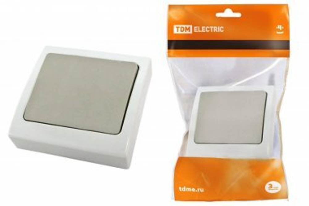 Выключатель 1-кл. СКРЫТОЙ УСТАНОВКИ  IP54 10А серый "Вуокса" TDM SQ1803-0101