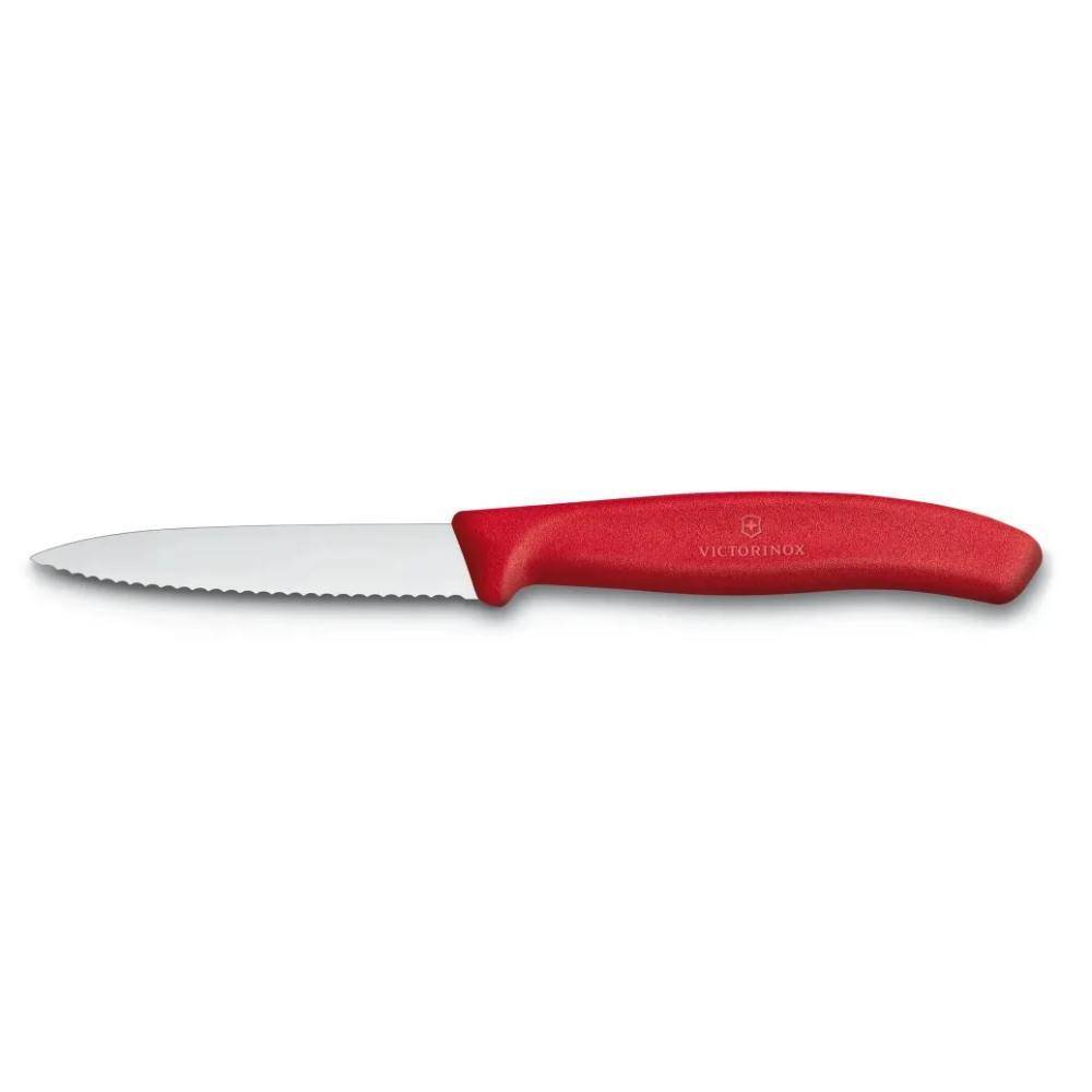 Нож Victorinox для очистки овощей, лезвие 8 см волнистое, красный