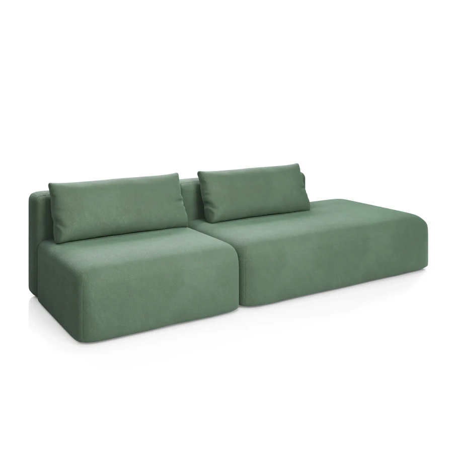 НОВЫЕ ЭМОЦИИ Диван прямой, темно-зеленый, банкетка справа