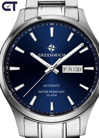Greenwich GW 054.10.36 часы наручные мужские — автоматическая механика с синим градиентным циферблатом