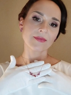 Колье дуга Мираж с розовыми кристаллами Swarovski