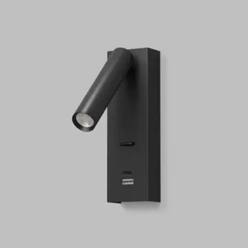 Бра с портами USB-A и USB-C LED 3W 3000К DK5090-BK чёрный Chargelux Denkirs