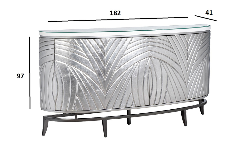 Комод Garda Decor серебристый с декором 182*41*97 см