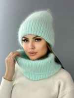 комплект шапка с шарфом- снуд зимний вязаный