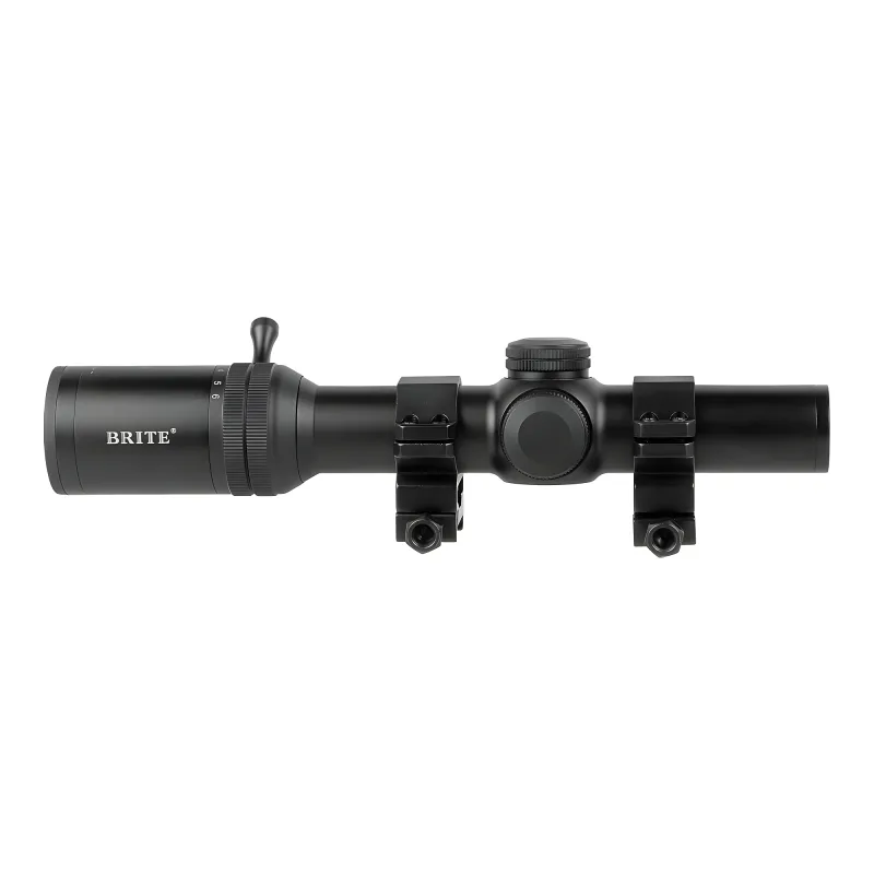 Прицел оптический BRITE LPVO 1-6X24 IFR - общий вид сбоку на кольцах крепления