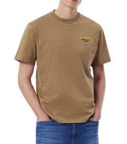 Мужская теннисная футболка Lacoste Embroidered Accent Tennis Print Jersey - brown