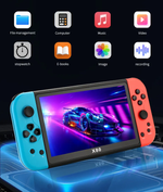 Портативная игровая приставка X80 16 GB, 20000 встроенных ретро-игр, 7,0 дюймовый экран, сини-красный