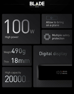 Внешний аккумулятор повербанк чёрный Power Bank 20000mAh 100W BASEUS PPBLD100-X