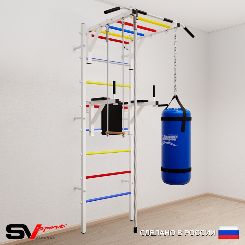 Шведская стенка Sv Sport 5462 (Турник рукоход/Брусья/Канат/Трапеция/Цепь/Мешок 22кг)