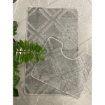 Комплект ковриков для ванной и туалета My Crystal 60*100 и 50*60 Плитка,Ромб,серый